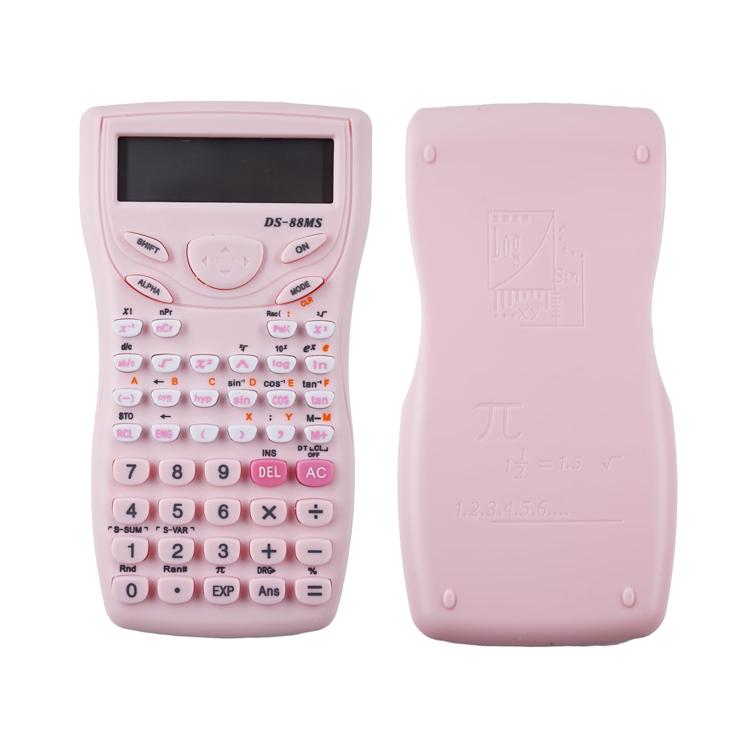 DS-88MS Scientific Calculator, Advanced Scientific Calculator with 240 Functions,2-Line 10+2 Display and Protective Cover for School Offices Business Home,Pink