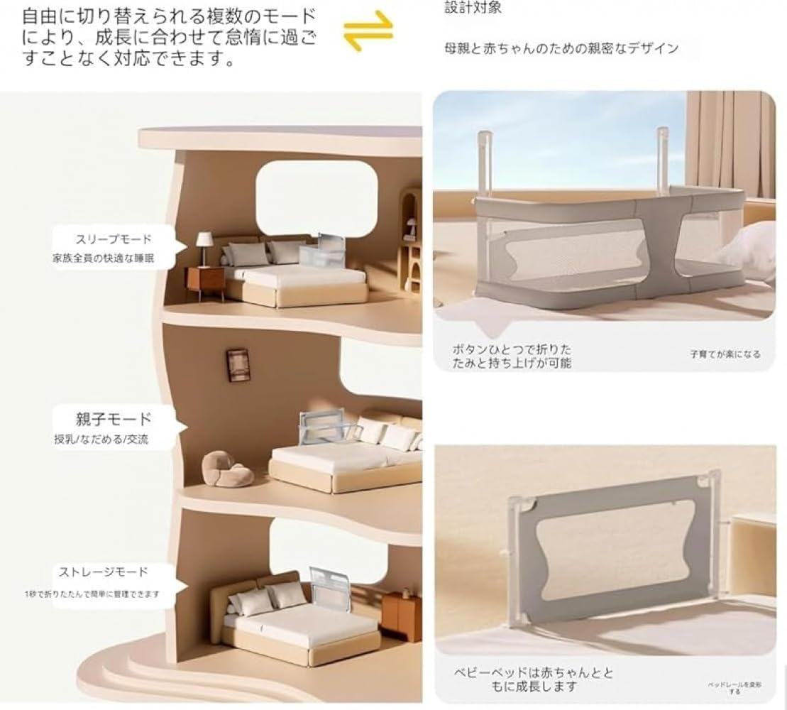 Xiraivke 多機能ベビーベッド 添い寝 ベッドインベッド 赤ちゃん
