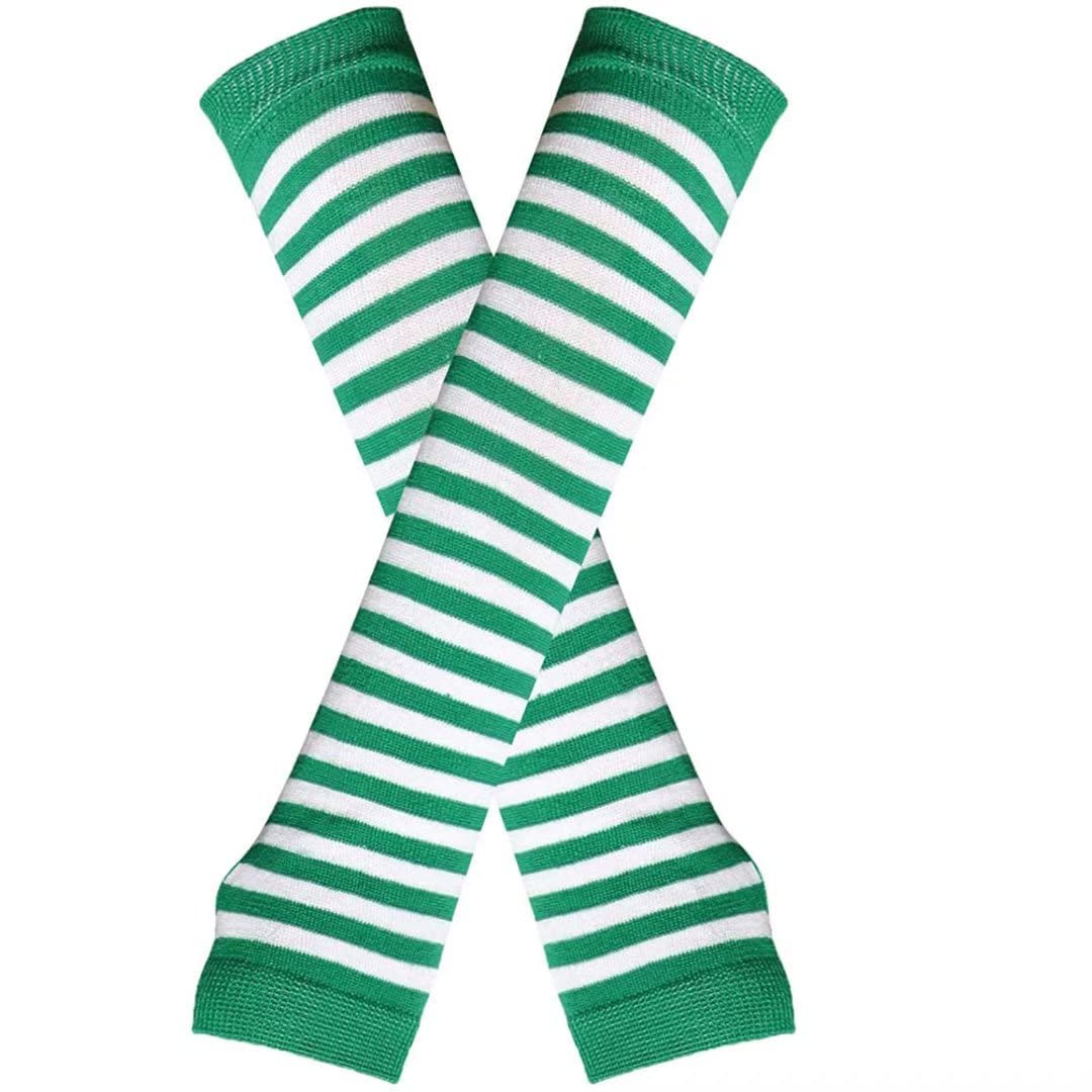Women's Long Knitted Fingerless Gloves Thumbhole Stretch Arm Warmers