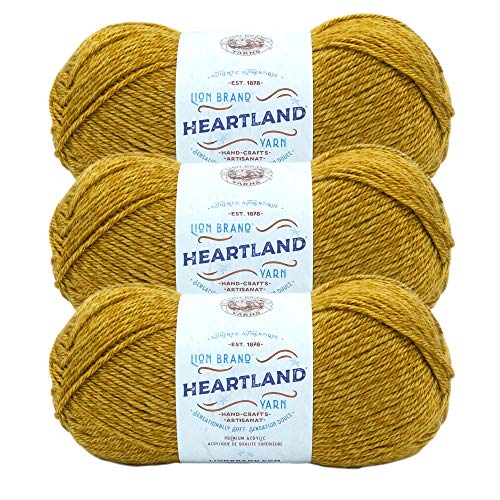Image of Lion Brand Yarn Heartland Yarn, Worsted-Weight Yarn for Knitting, Crocheting, and Crafting, 3 Pack, Canyonlands