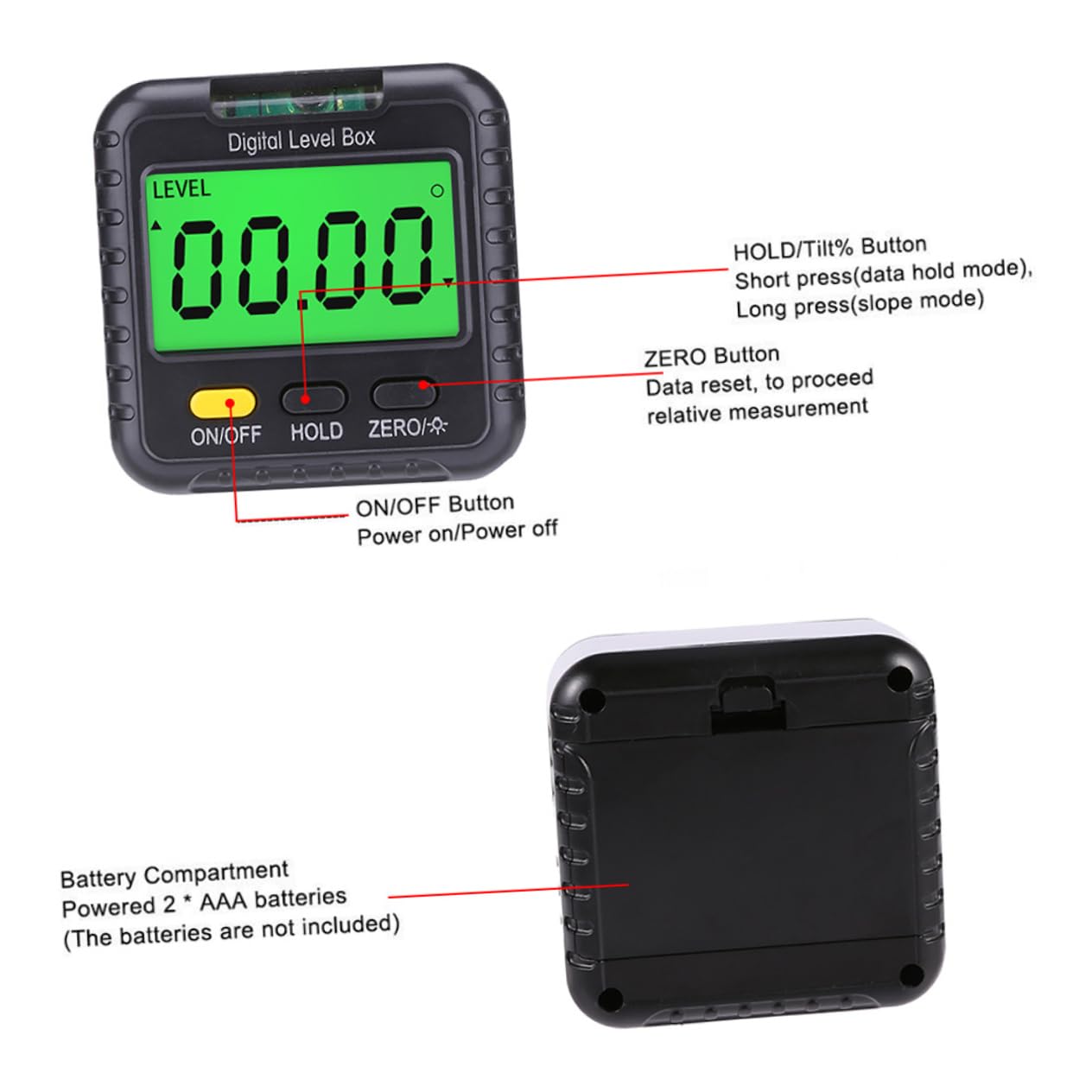 HOLIDYOYO Digital Level Box Electronic Bubble Level and Magnetic Angle Finder for Accurate Measurements Carpentry Construction and Masonry Battery Operated with Auto Shutdown