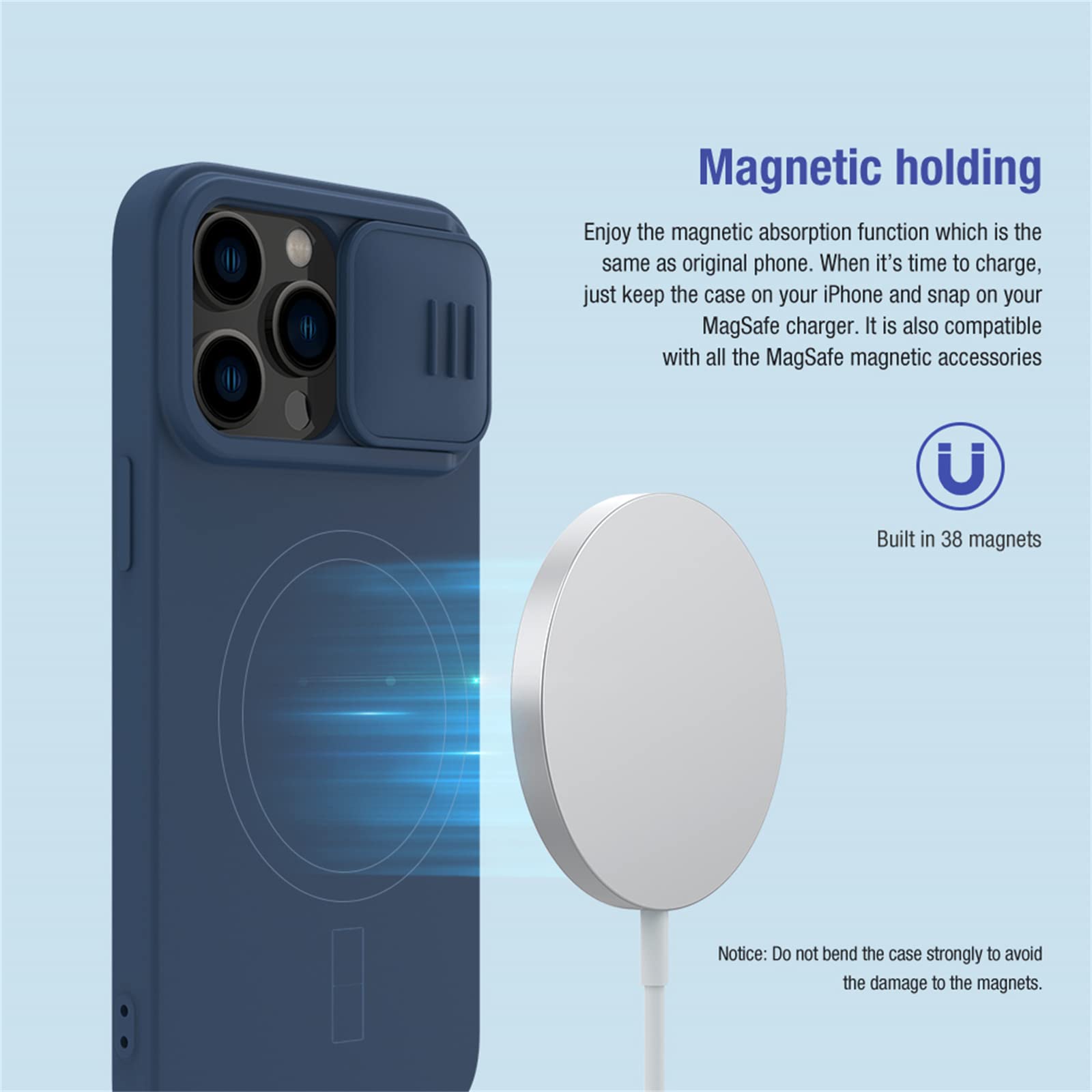 Funda Magnética para iPhone 14/14 Plus/14 Pro/14 Pro MAX,Caja de teléfono de Silicona líquida Forro de Tela de Microfibra Suave al Tacto con Cubierta Deslizante para cámara