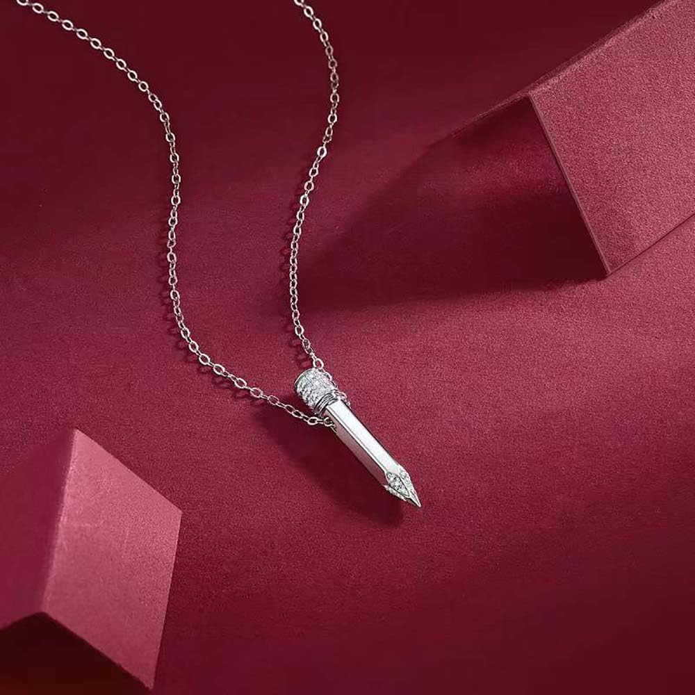 Collana Matita in Argento Moissanite per Donne Gifts di Laurea Studentessa Figlia Figlio