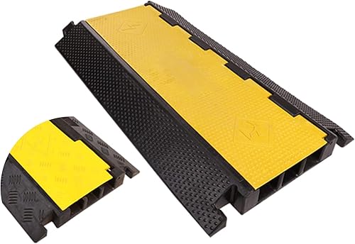 Rampas de carga, rampa de umbral, rampa de bordillo de goma de PVC, 3 canales que protegen los cables, resistente a los rodillos, buena