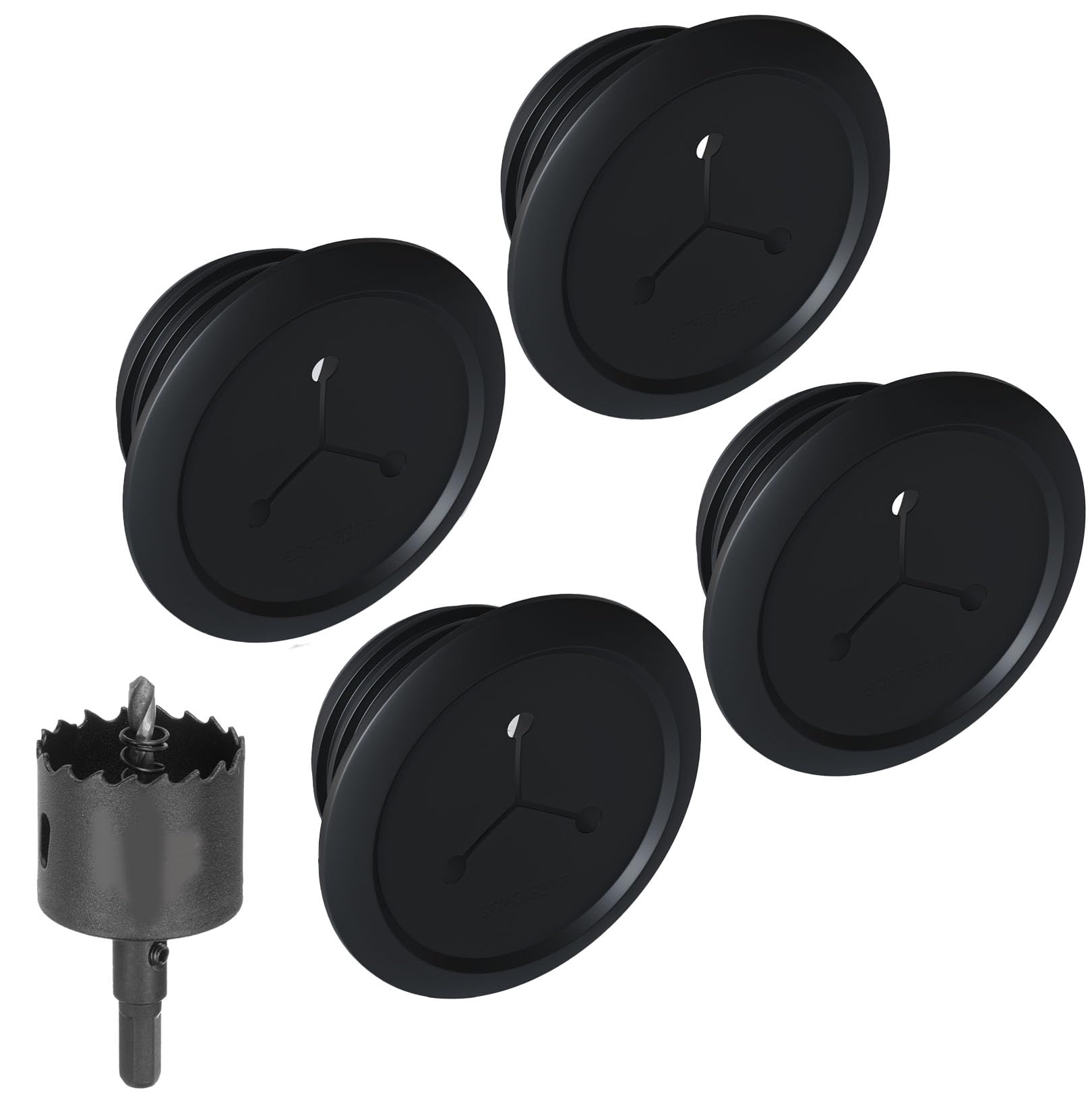 ECHOGEAR Flexible Mini Grommet Cable Hider Wall (4 Pack, Black)
