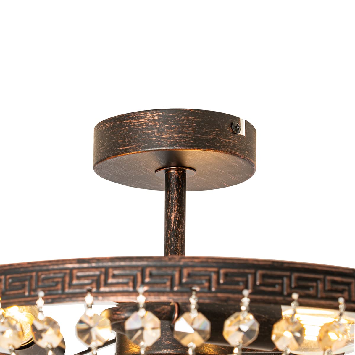 Qazqa classic-antique Deckenleuchte, Deckenlampe - Mondrian - Bronze, Rund, 3-flammig, 35cm, Ideal als Flur, Küche lampe, Schlafzimmerlampe und Wohnzimmerlampe