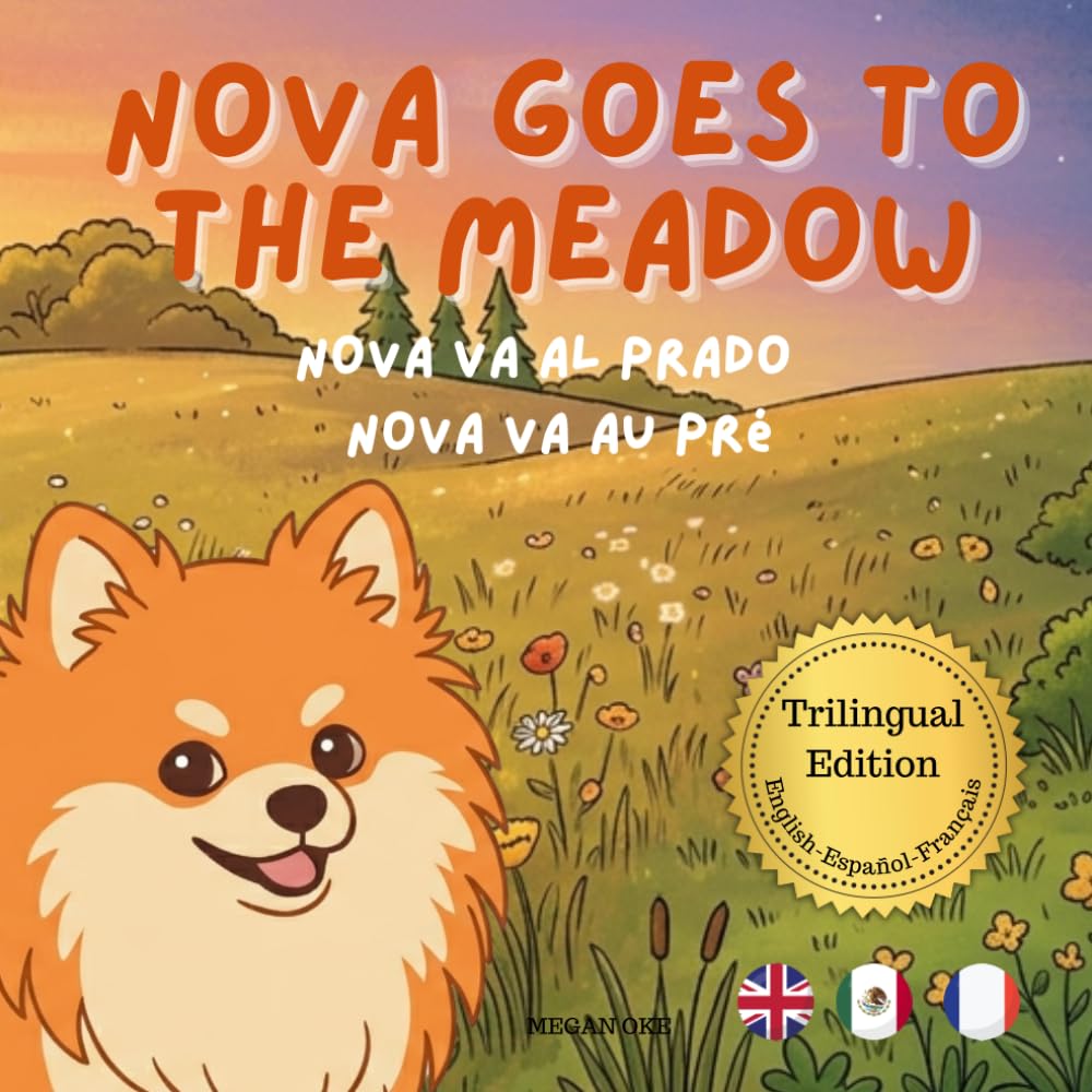 Nova Goes To The Meadow: A Trilingual Children's Book in English, Spanish, and French (Nova the Pomeranian Series) (Nova the Pomeranian: Outdoor Adventures (Trilingual: English, Spanish, French))