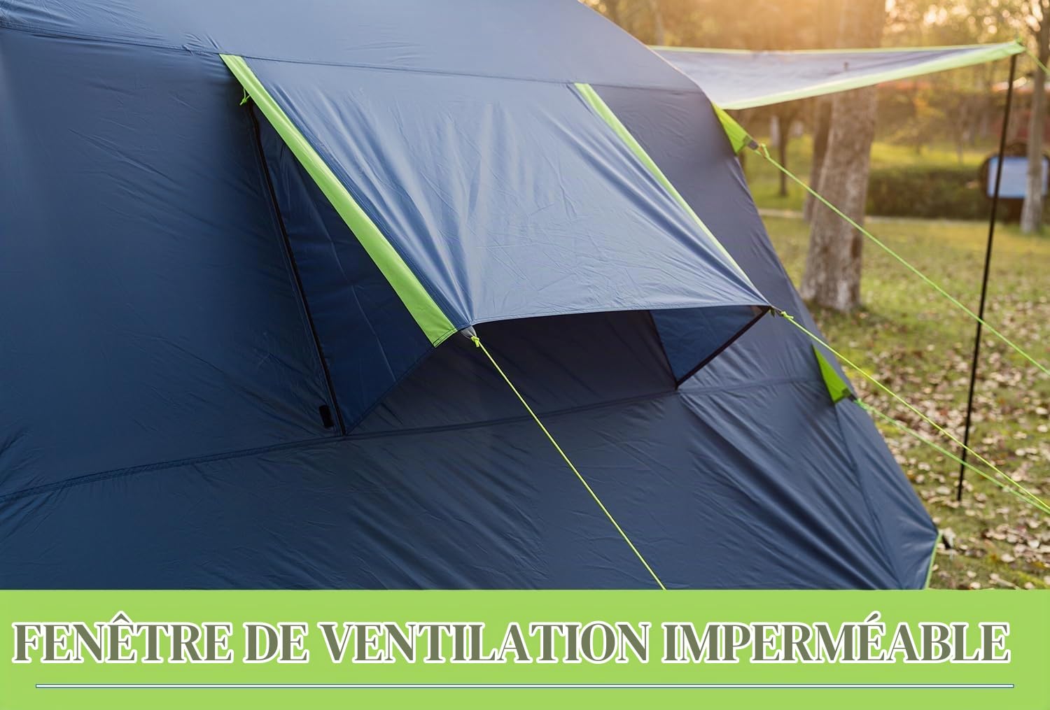 Three Bears Tente pour 6 Personnes, Double Couche imperméable pour Le Camping en Famille, vestibules Avant et arrière comme auvents Pare-Soleil (Bleu)