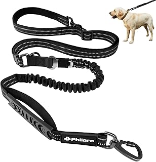 Philorn Hundeleine für Große Hunde, Hundeleine Verstellbar Reflektierend (2 bis 2.45 m) mit Sicherheitsgurt für Kleine/Mittelgroße Hunde, komfortabler gepolsterter Griff product image