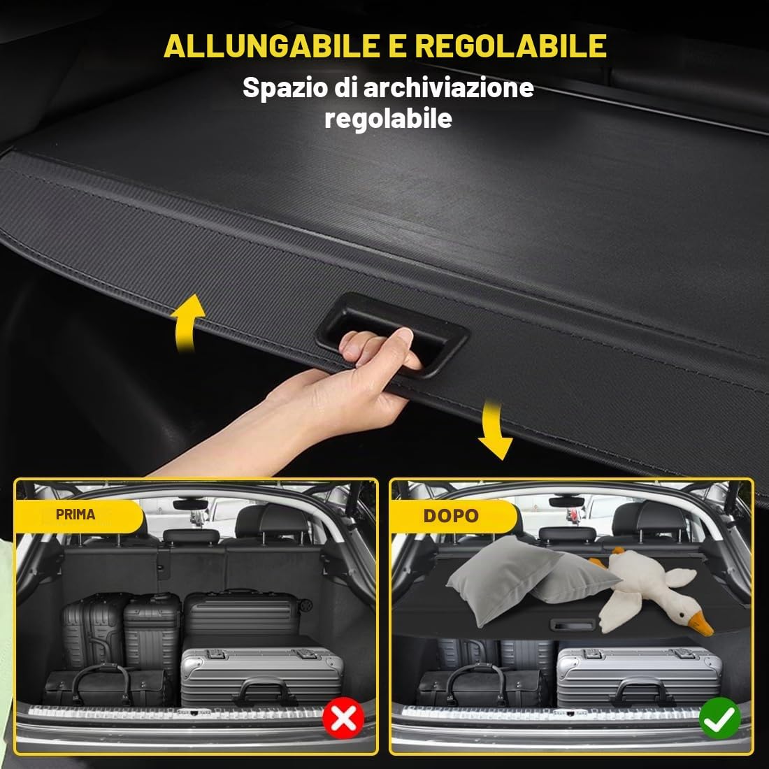 Protezione Coperchio Portabagagli Copertura Bagagliaio Auto Baule Posteriore Pacco Ripiano Portaoggetti Cargo Cover Nero per Compatibile Con GLK 300 2008-2015