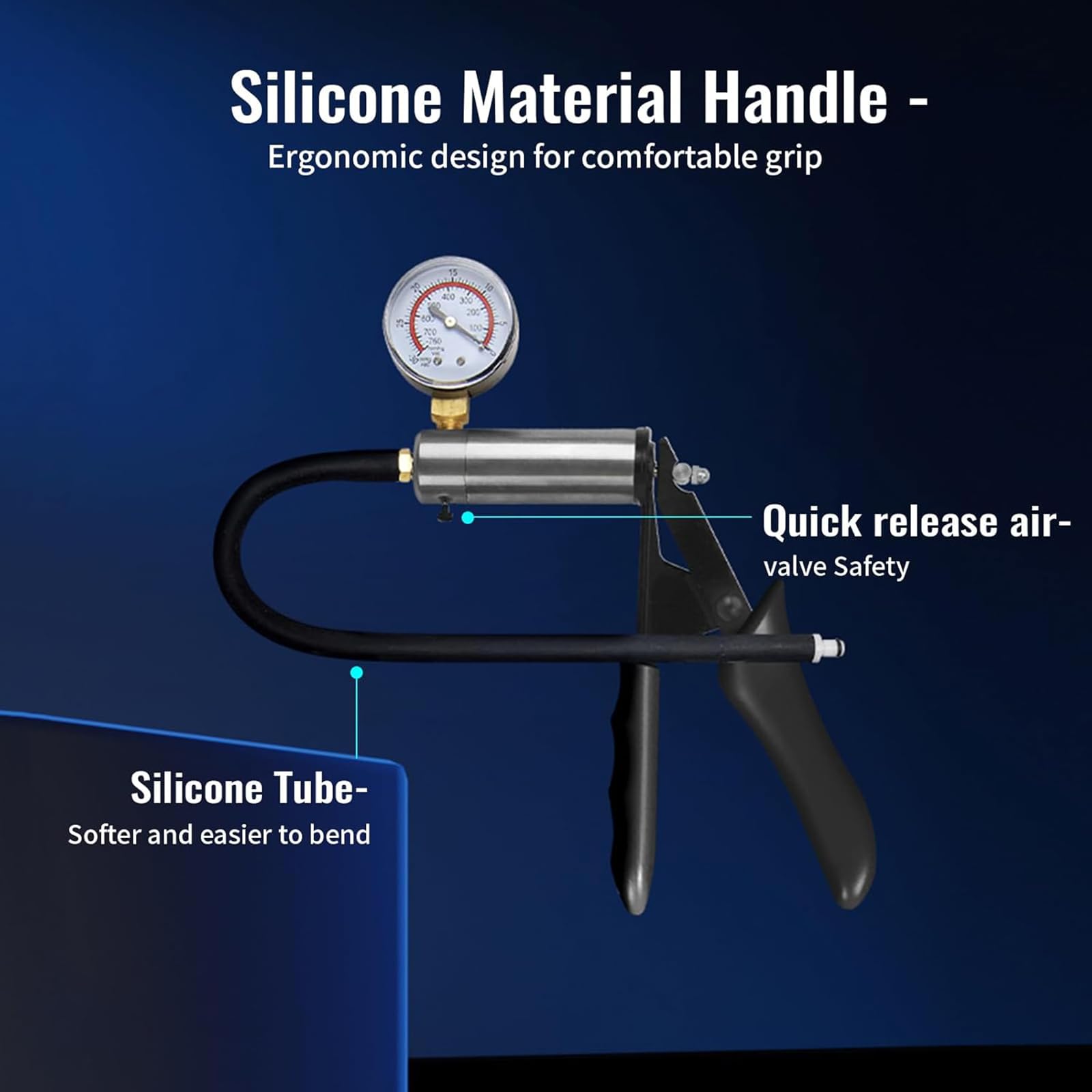 Bomba Pene Manual Juguete Sexual con Manómetro y Escala Bomba de Vacío para Hombre con Mango Metálico, juguetes sexuales para hombres bomba de vacío pene (Oro, 22.9 * 5.7cm)