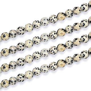 2 Strands Adabele Natural Dalmatian Jasper Healing Gemstone 4mm (0.16 inch) Small Round Beads Gem Stone Spacer (176-186pcs) for Craft Jewelry Making GF17-4