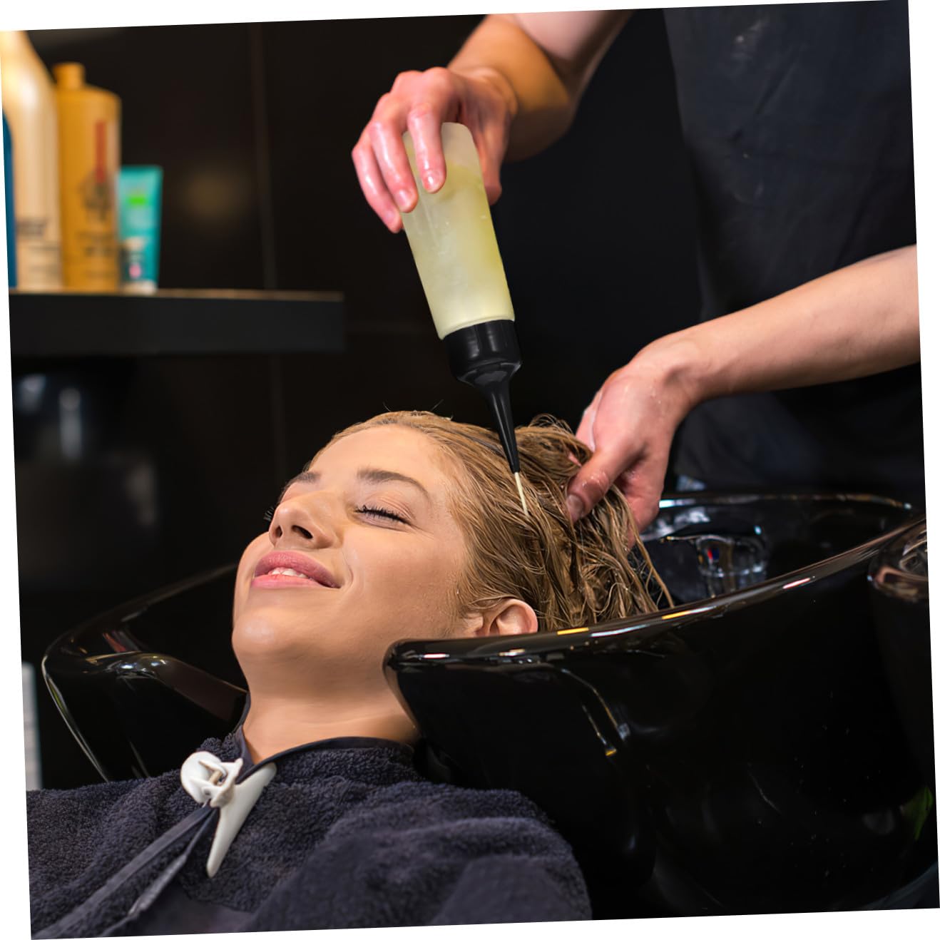 Flacon Applicateur Vide à Embout Biseauté Noir pour Cheveux