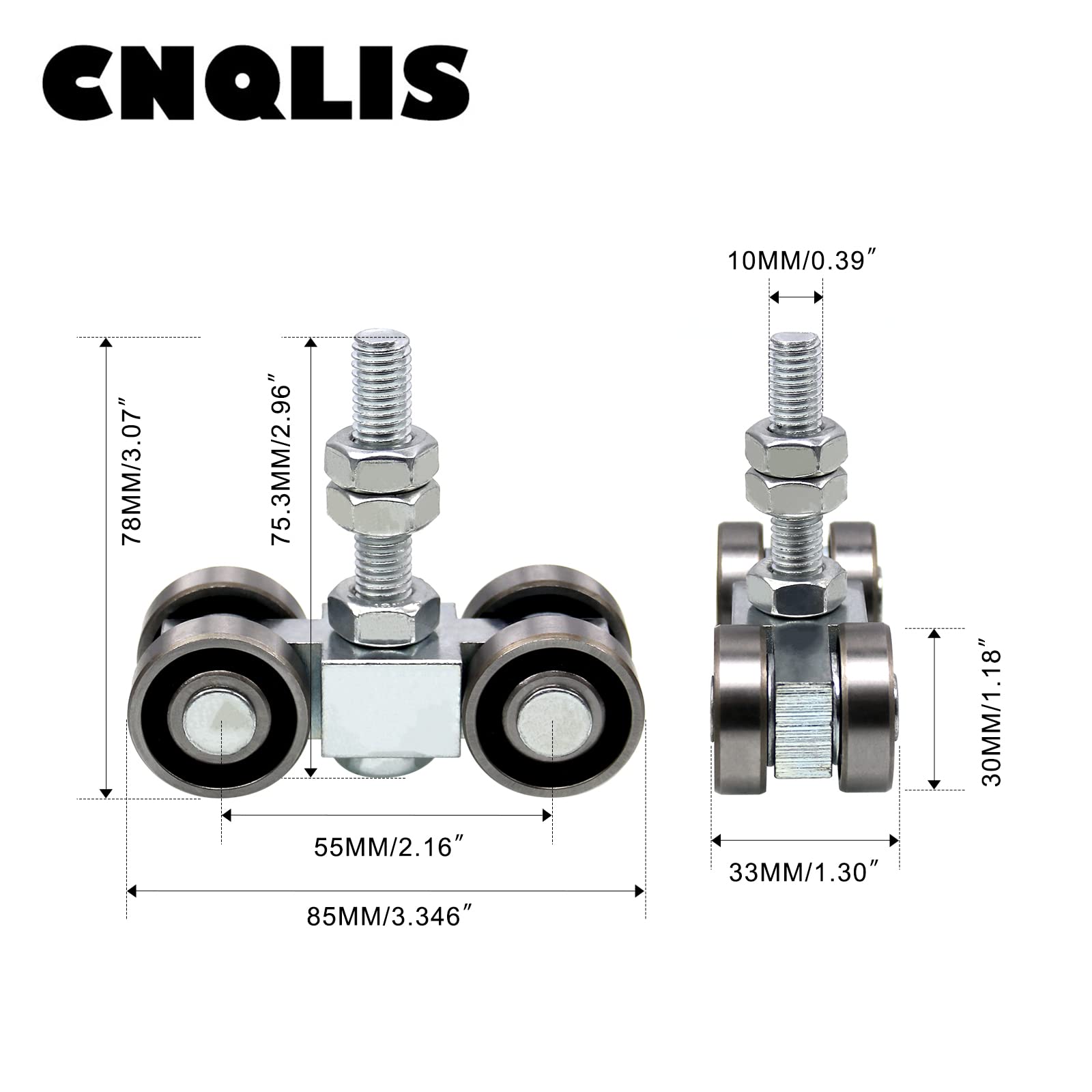 CNQLIS Carro de montaje de 4 ruedas, perno y tuercas silenciosos M10 para uso con 1-5/8 pulgadas de ancho y todos los puntales de 1-5/8 pulgadas o más altos (4 piezas)