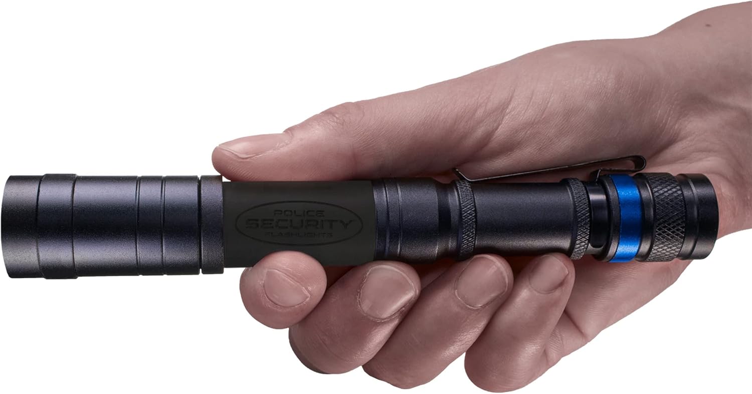 Police Security Sleuth 2.0 Rechargeable Flashlight – 300 Lumen LED Compact Tactical Handheld Light with Durable Grip Design for Outdoor, Emergency, and Everyday Use