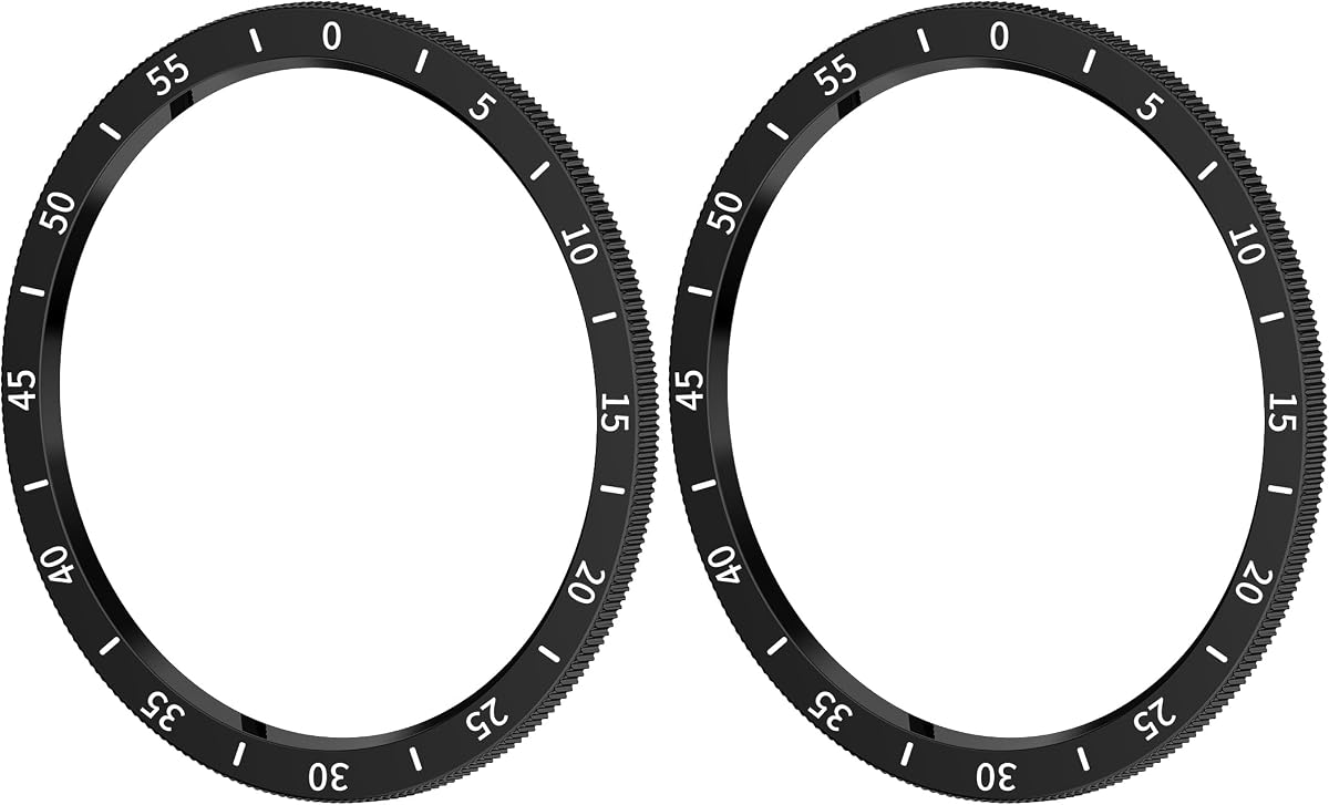 TenCloud 2 Pack Watch Bezels Compatible with Samsung Galaxy Watch 6 Classic Smart Watch Rotatable Bezel Ring, PC Bezel Adhesive Frame Ring Cover Anti Scratch Bezel Case (47mm R960, Black+Black)