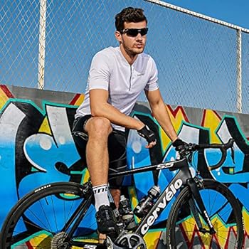 Maillot Cyclisme Santic Homme - Manches Courtes, Fermeture éclair Complète, Bleu, Taille L