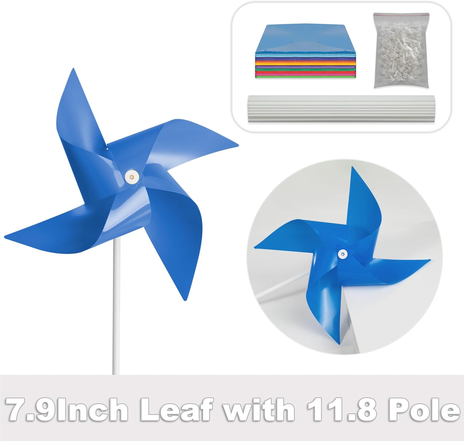 100 Pcs Pinwheels, Dark Blue Color Toy Wind Spinners and Party Favors Gifts for Kids, Outdoor Decorational Pinwheels for Yard and Garden(Dark Blue)