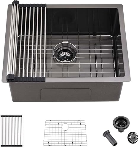 Miniatura 12 de Fregadero de barra negra de 12 pulgadas para montaje bajo montaje, fregadero de cocina pequeño de 12 x 16 pulgadas, fregadero de barra húmeda