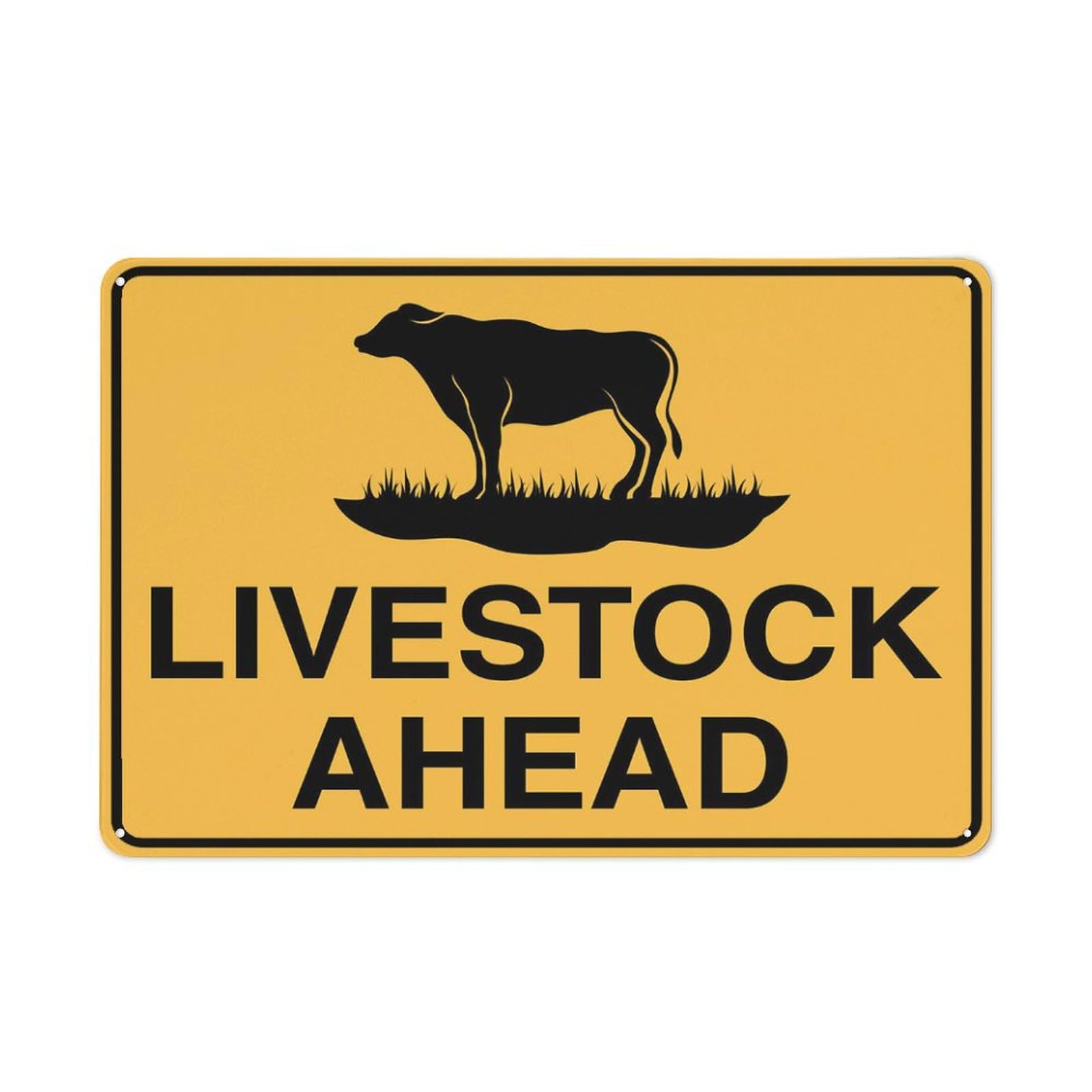 Livestock Ahead Sign for House & Yard, 8x12 Inch Premium Aluminum, Sun-Proof, Rust-Free