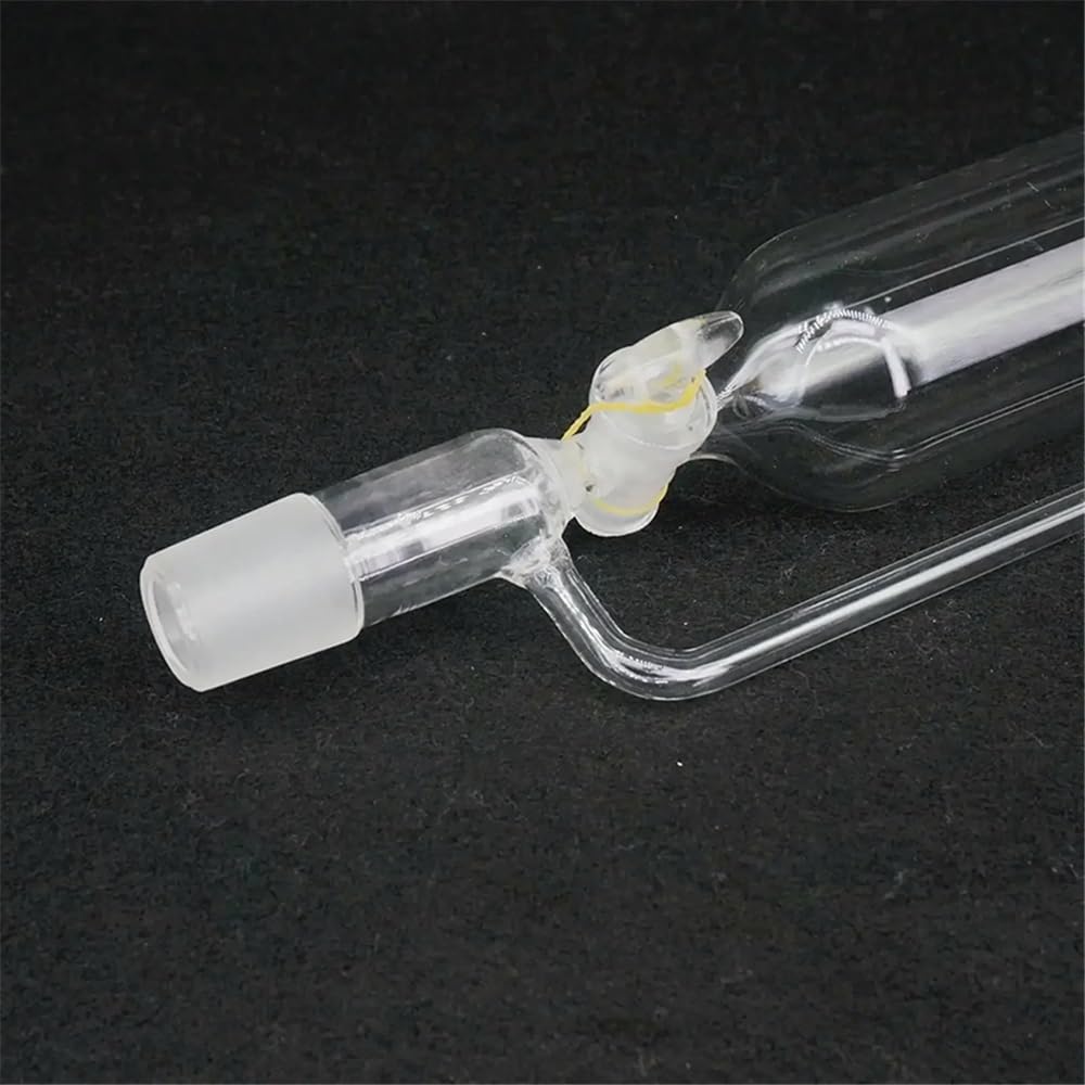 Embudo de laboratorio de vidrio con válvula de seguridad de 500 ml, 29/32, con caída de presión y llave de paso de vidrio