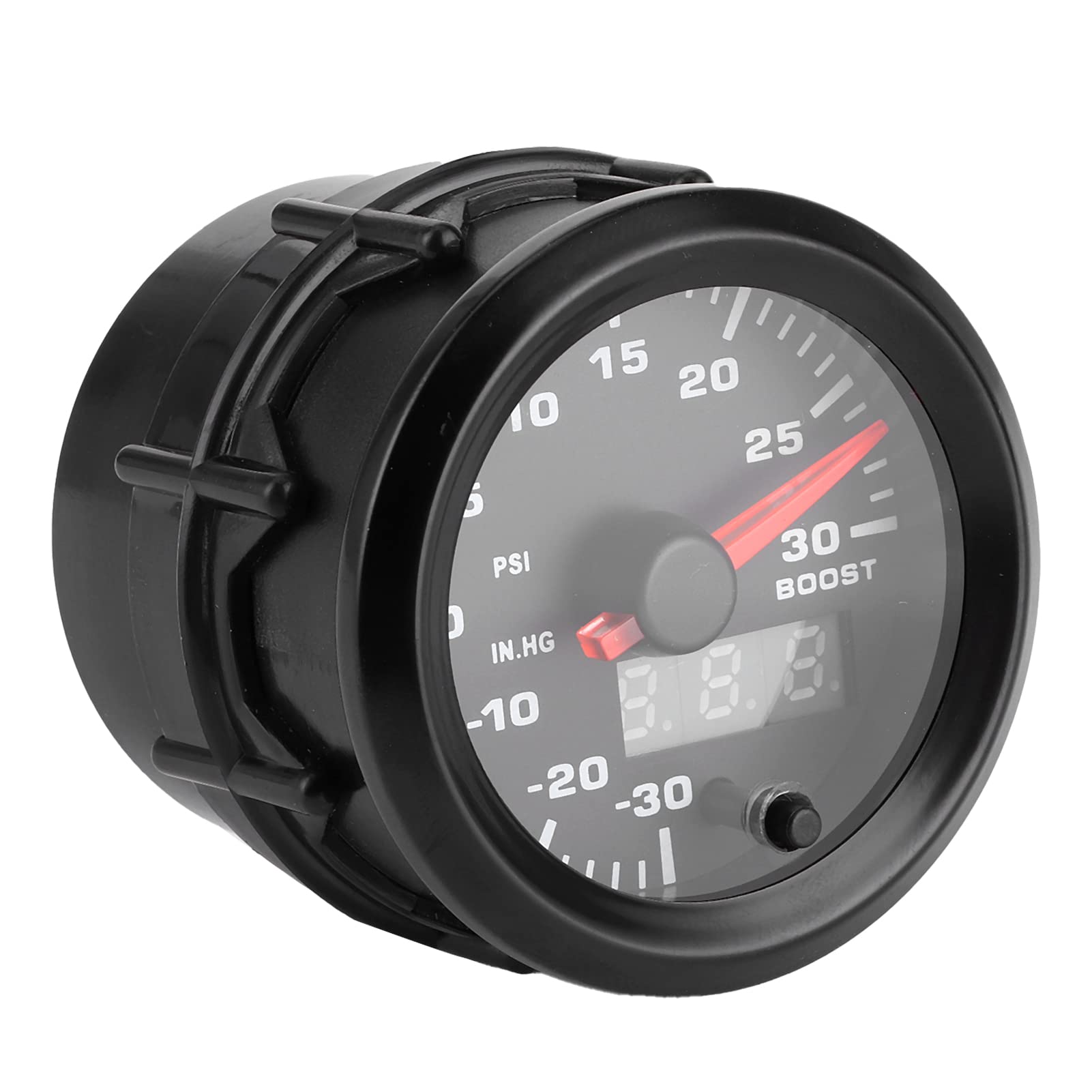 Misuratore Boost LED Digitale Universale da 2 Pollici 52 Mm, Manometro PSI con Display a 7 Colori per Auto a 12 V, Puntatore Rosso Blu in Plastica
