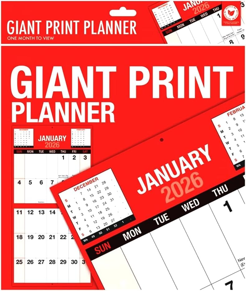 ZOPPER 2026 Calendar - Giant Print Calendar Month to View Bound - Wall Planner - Wall Hanging Organizer - Month to View Giant Wall Planner -Ideal for home, office, school, college, etc.