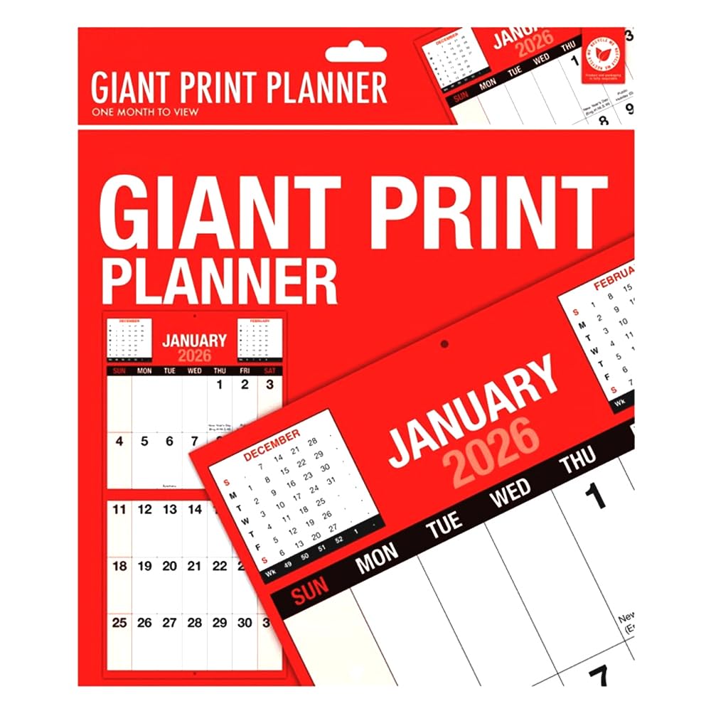 ZOPPER 2026 Calendar - Giant Print Calendar Month to View Bound - Wall Planner - Wall Hanging Organizer - Month to View Giant Wall Planner -Ideal for home, office, school, college, etc.