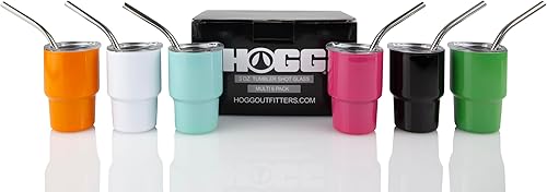 Miniatura 10 de Hogg Vasos de chupito de 3 onzas en varios colores con tapa y popote inoxidable (paquete de 6), bricolaje, personalizables, reutilizables,