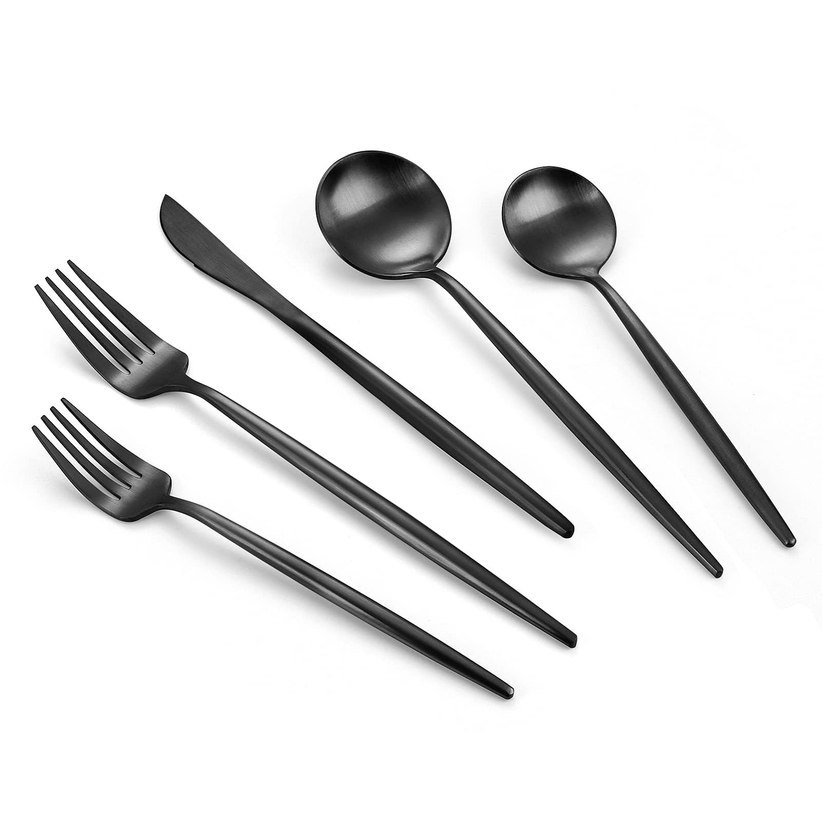 VANVRO besteck set schwarz matt besteckset 20 teilig edelstahl besteckset geschirrservice für 4 geschirrset satiniert finish besteck set gabellöffel für