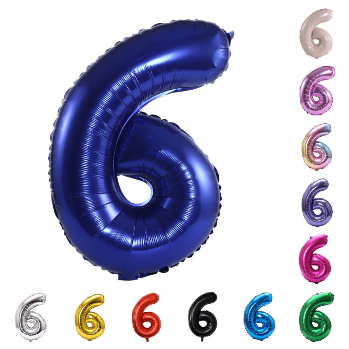 YPSelected 32 Inch Large Foil Helium Number Balloon Birthday Wedding Party 0-9 (Navy Blue, 6)