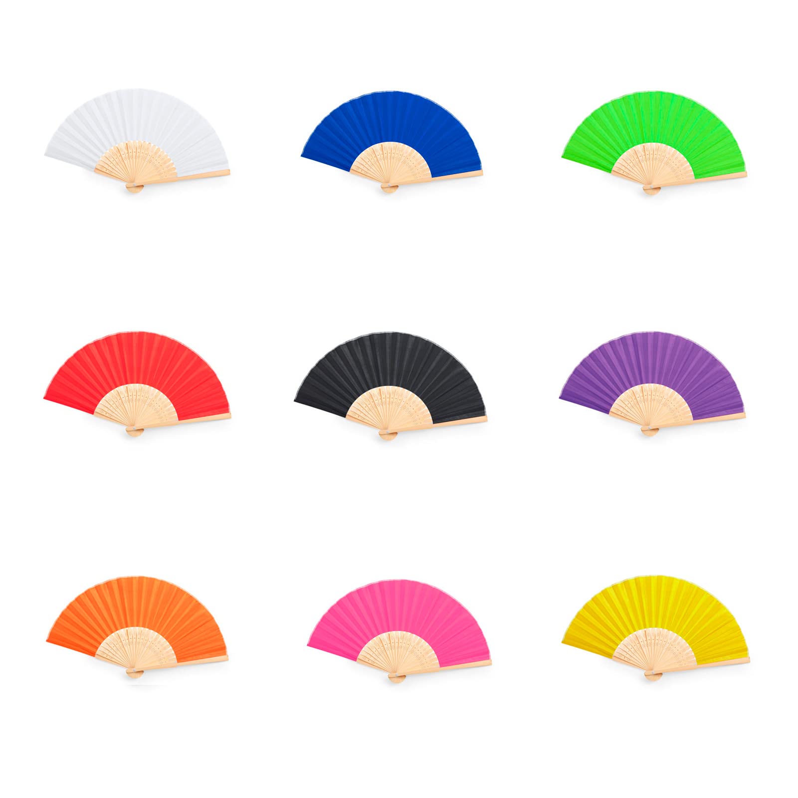 Deliex delicias de Extremadura. Lote 25 Abanicos bambú y tela. Abanicos de varillas finas, Abanicos para detalles a invitados en bodas bautizos, comuniones o fiestas (SURTIDOS)
