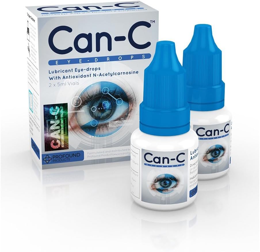 Can-C (N.A.C.) Eye Drops, Lubricant eyedrops with antioxidant n-acetylcarnosine. 2 Vials of 5 ml
