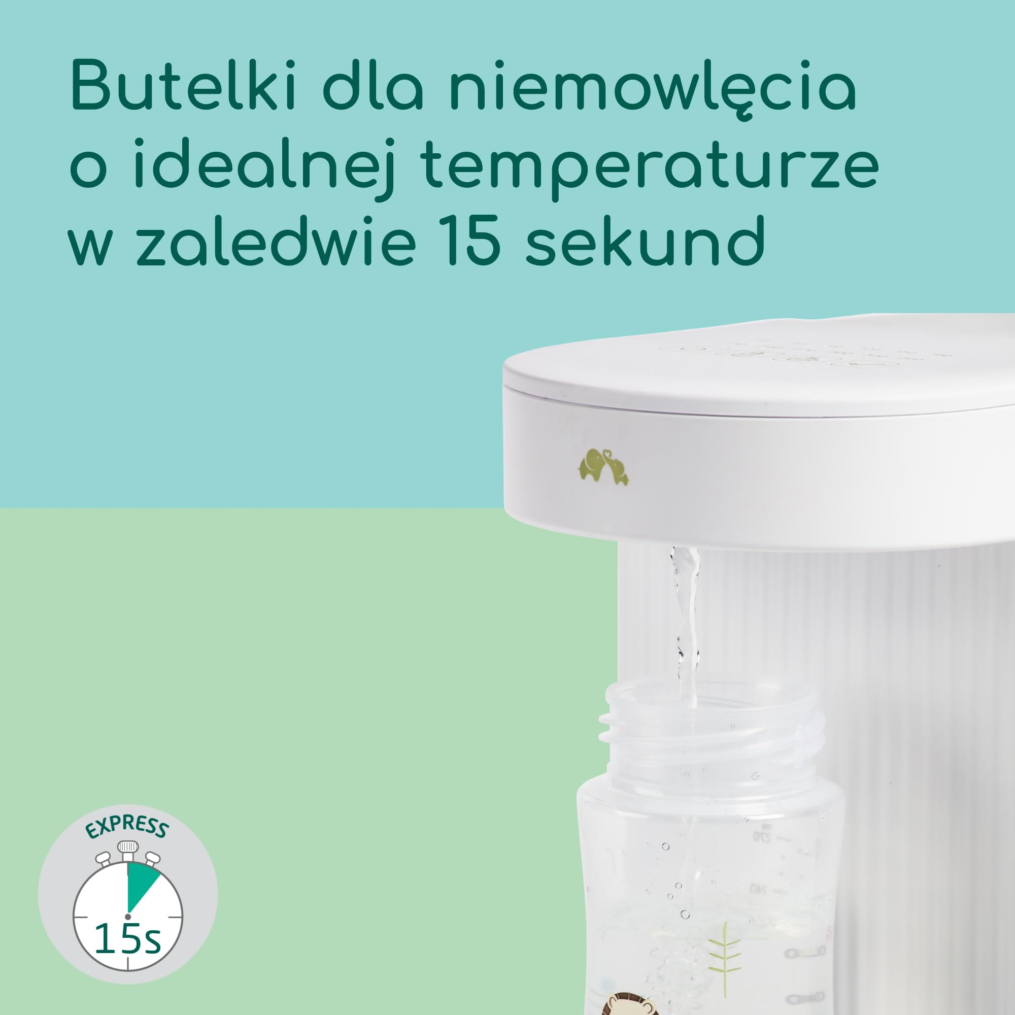 Bebeconfort Instantowy Podgrzewacz do Butelek, Precyzyjna Temperatura w Kilka Sekund, Cichy i Szybki Podgrzewacz do Butelek, Gorąca Woda (80°C), Zbiornik 1,1 L, Pamięć, Samoczyszczący, Kompaktowy