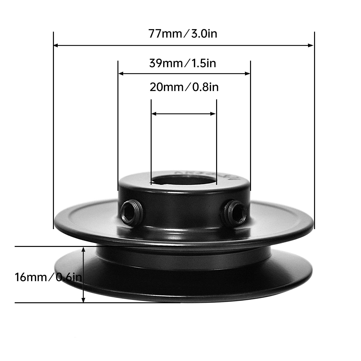 AK30-3/4 Single Groove V Belt Pulley 3/4" Bore 3" OD, Cast Iron, for A, 3L&4L (A&AX) V-Belts — Amazon image 6