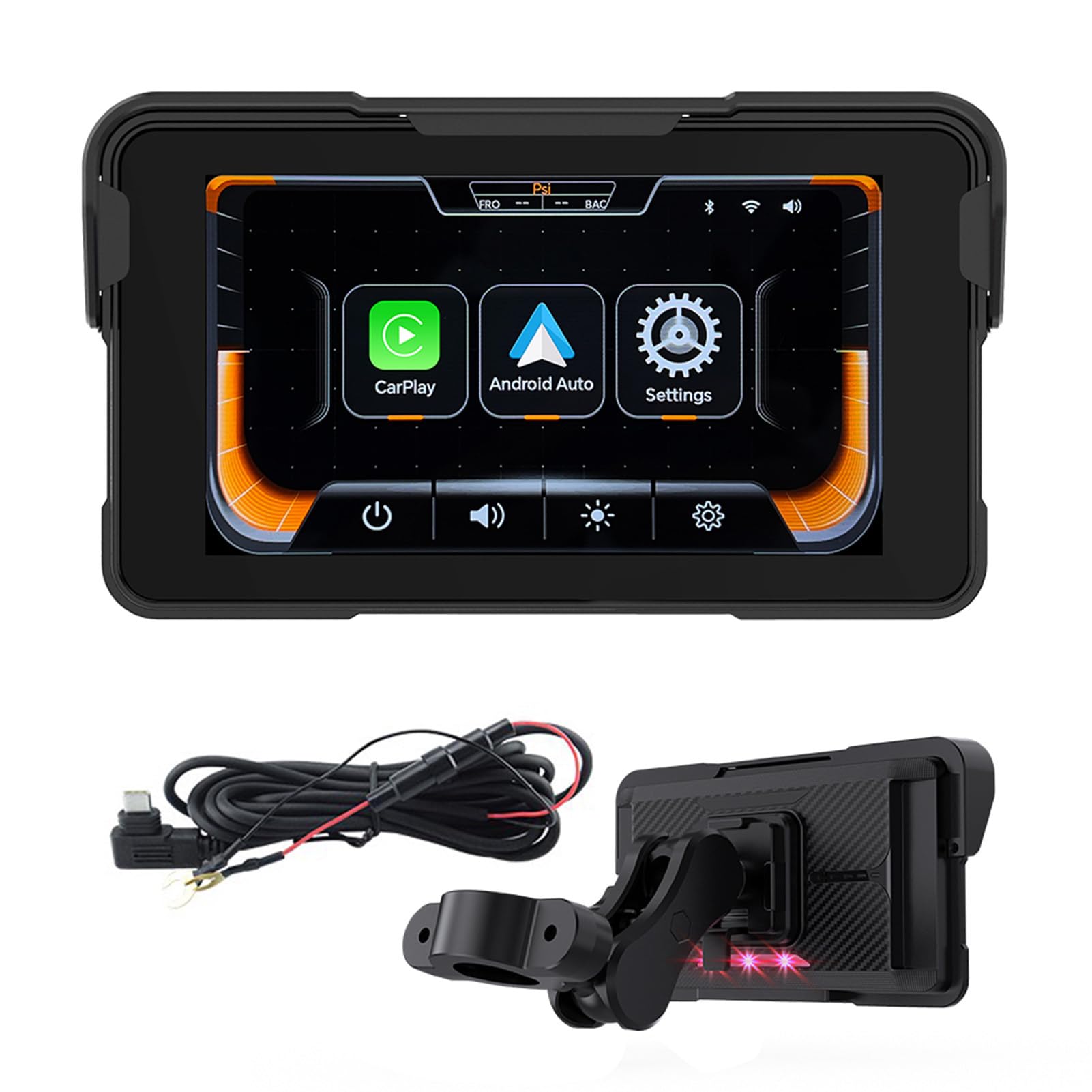 Cruscotto per Moto con Schermo Touch IPS da 5 Pollici, Car Play e Android Auto, Resistente e Facile da Usare, Nessuna Pressione dei Pneumatici