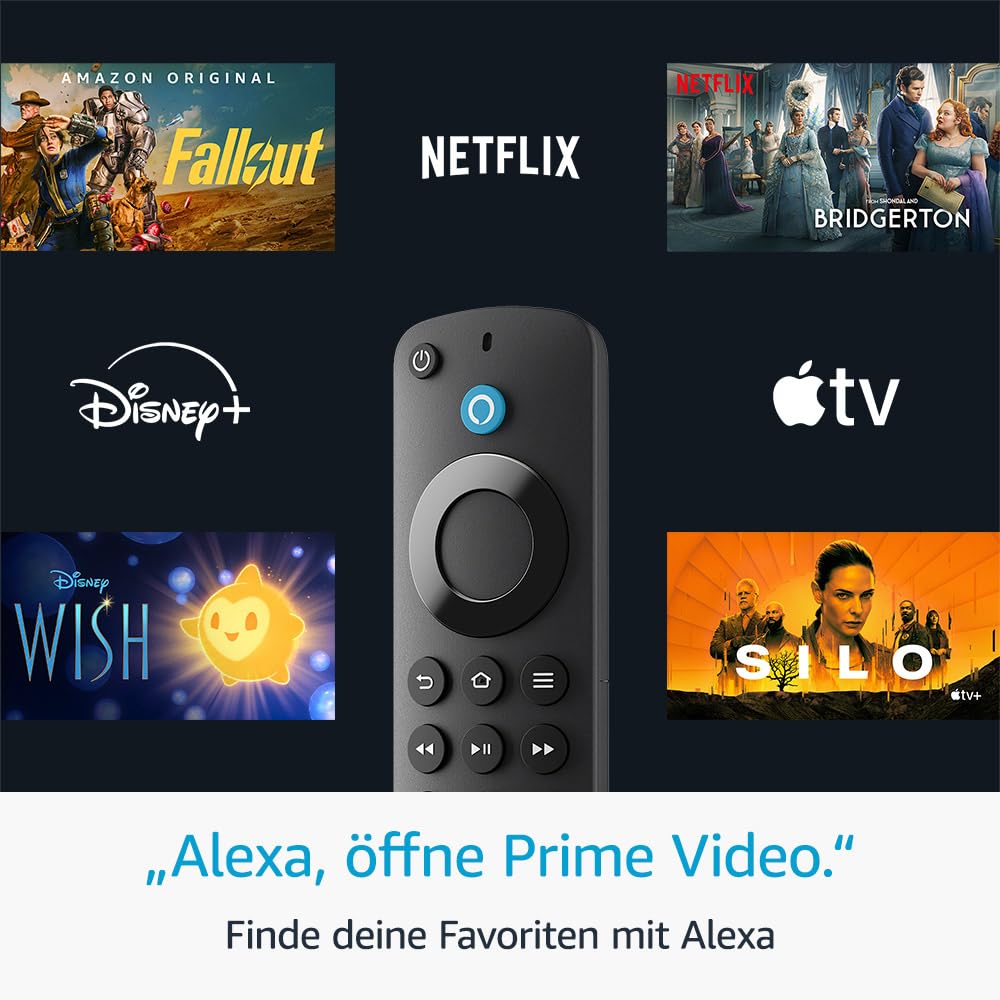 Alexa-Sprachfernbedienung von Amazon für Fire TV mit TV-Steuerungstasten; kompatibles Fire TV-Gerät erforderlich