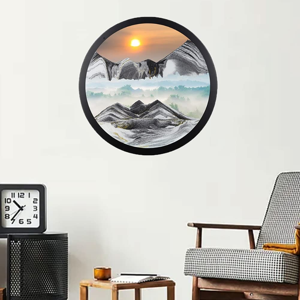 MIHTRA 17.4'' Moving Sand Art Decor, Sand Art Liquid Motion,Sand Art Wall Mounted Rotate Sculpture, 360° Rotate Wall Mounted Moving Sand Art Picture Relaxing Mood Home Office Work Decor (Color : C)
