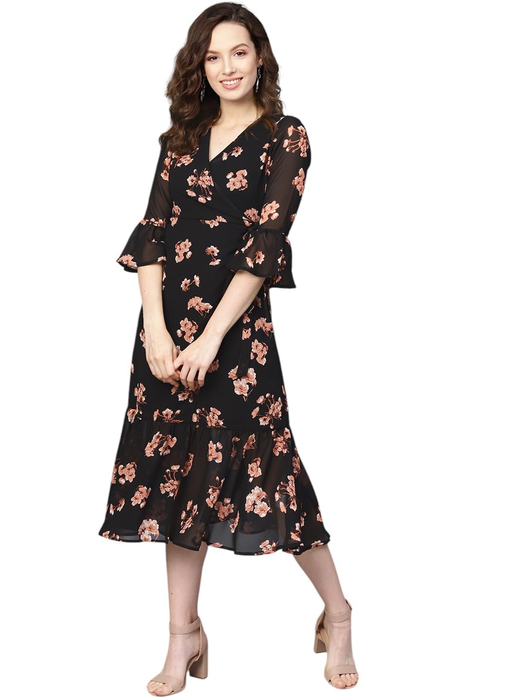 sassafras Black Mandrain Collar Pleated Skater Dress-picture-19