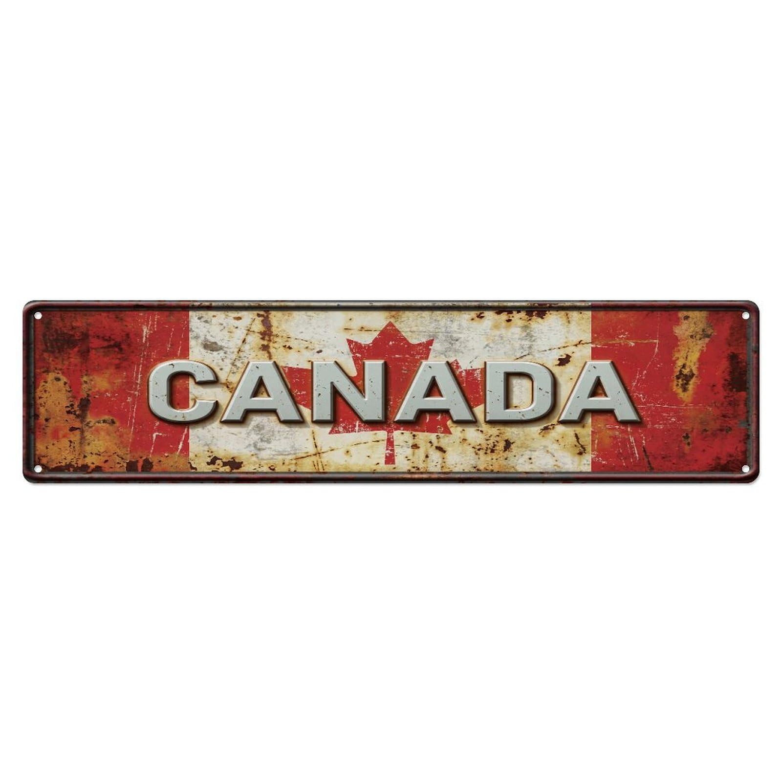 Xanthor Style Metal Tin Sign Vintage Canada Flag Pattern