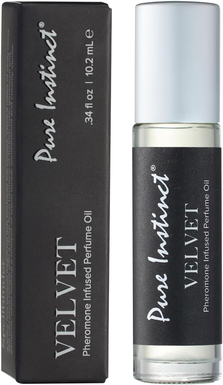 Pure Instinct VELVET The Original Pheromone Infused Essential Oil Perfume Cologne - For Him Men - TSA Ready (Roll On Bottle 0.34 Fl. Oz./10.2mL)