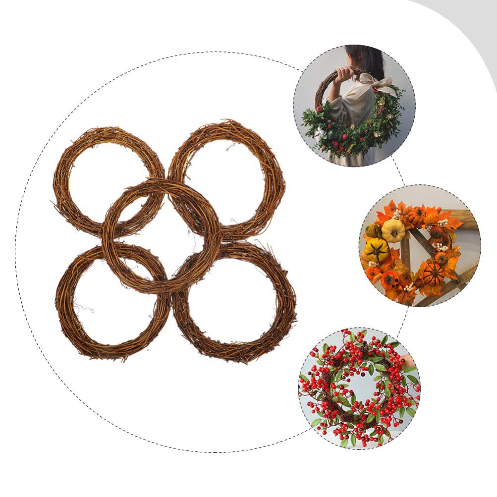 Operitacx 5 Stück natürliche Weinreben-Kränze, 24,8 cm, Rattan-Kranz, Weinzweig-Kranz für Bastelarbeiten, Weihnachtsdekoration, Hochzeit und Party