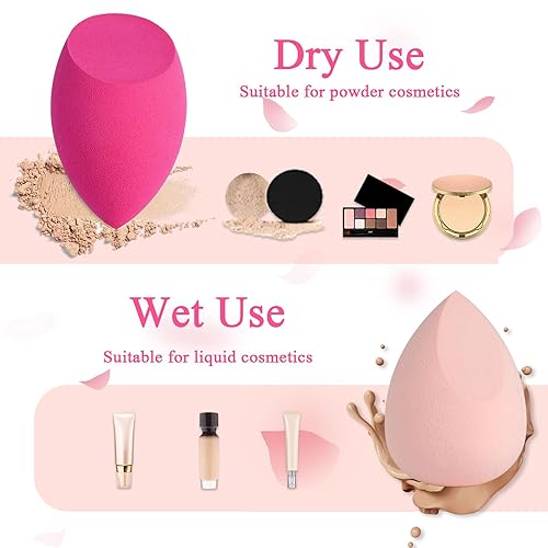 Miniatura 4 de COSTICA - Juego de esponjas de maquillaje, 8 esponjas de belleza para base, crema y polvo, esponja de belleza multicolor para maquillaje con 2 mini