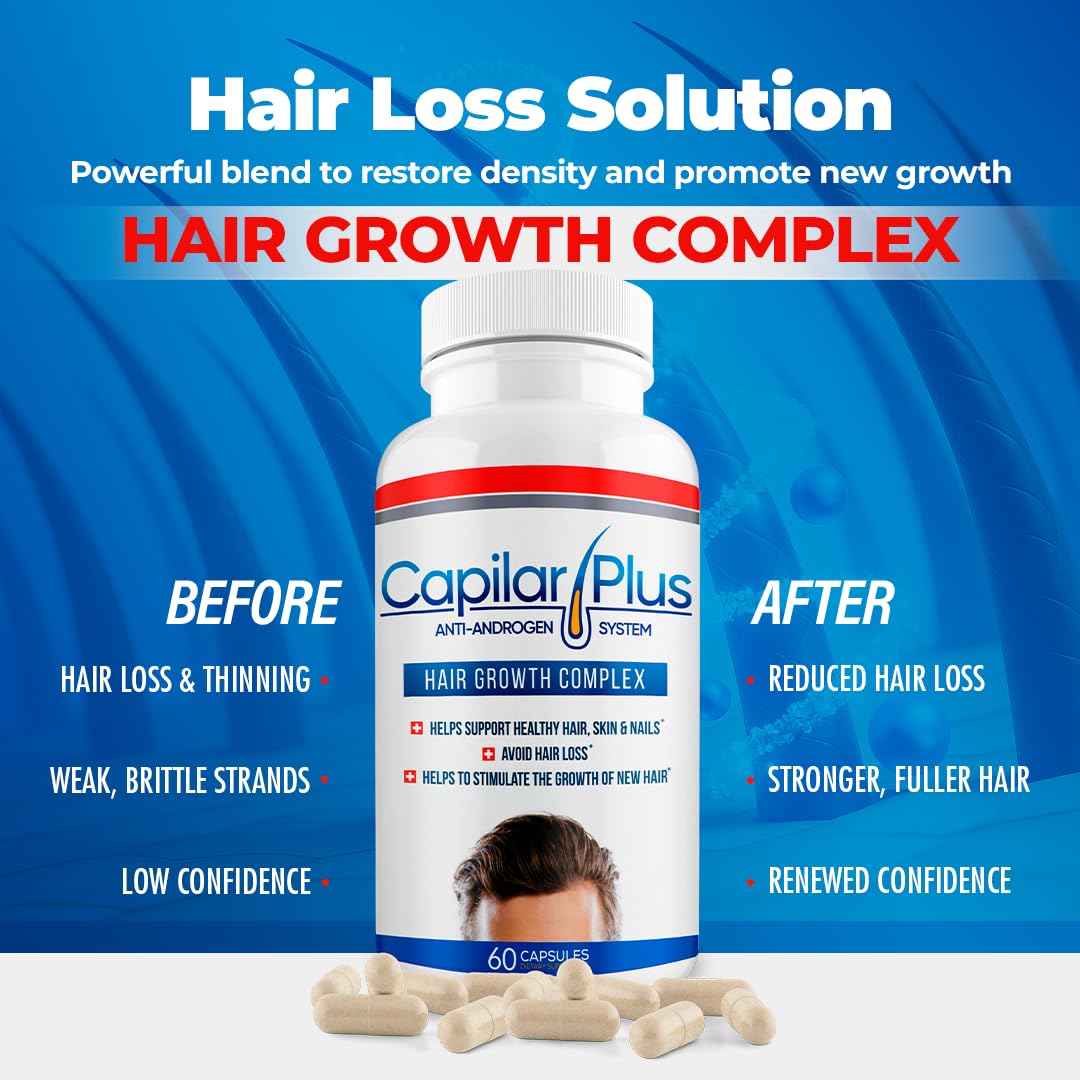 | Capilar Plus with Anti-Androgen System | Hair Growth Supplement | Hair Loss Treatment | Healthy Skin, Hair & Nails - Count 60 (1)