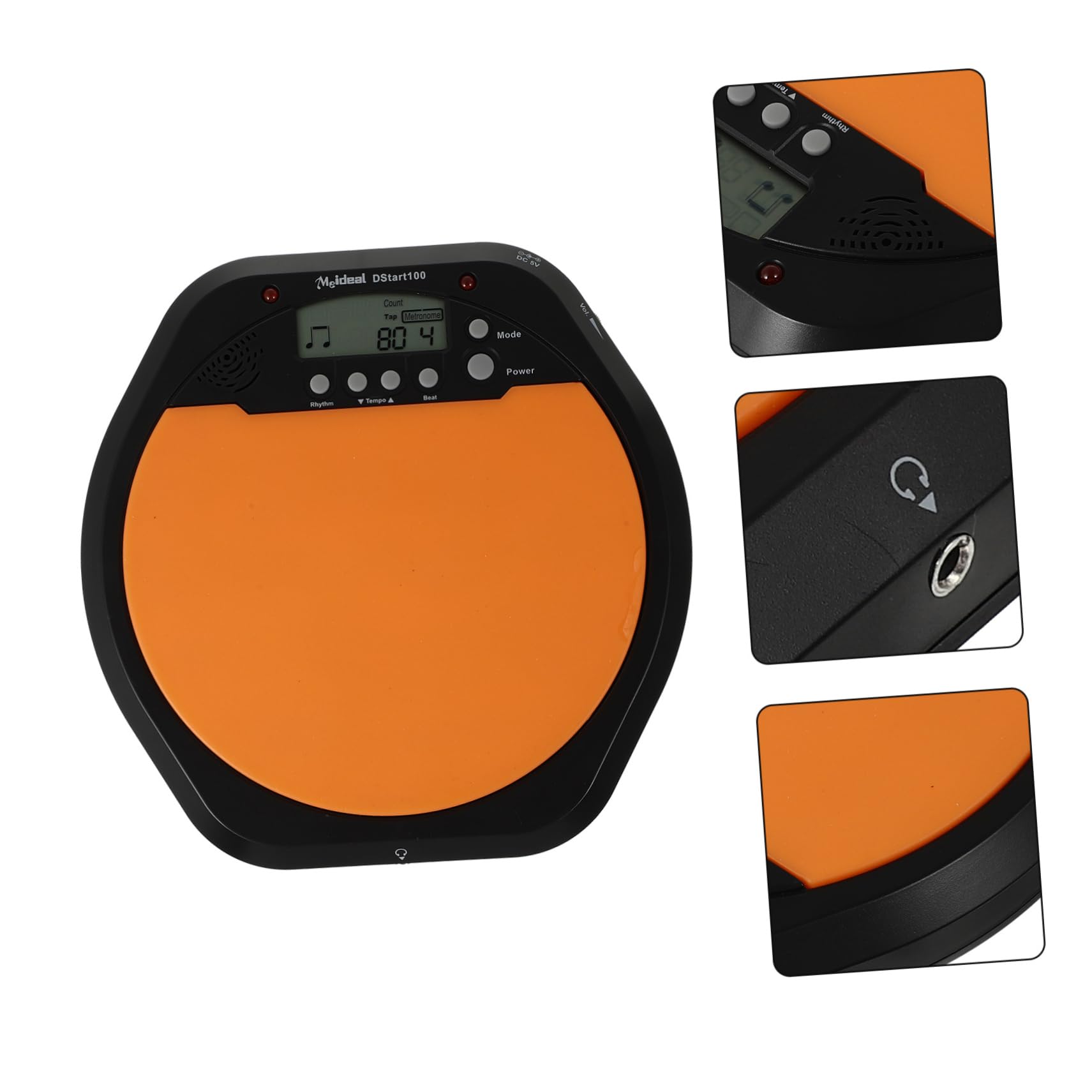 Pad Electrónico de Práctica de Batería de 8 Pulgadas Naranja | Reducción de Volumen, Silicona y Abs, Flexible y Portátil, Métrica Rítmica para Principiantes