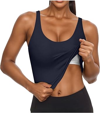 Bra Tank Tops for Women Basic Sleeveless Cotton Padded Shirt Casual Summer Workout Yoga Spaghetti Strap Camisole Tops