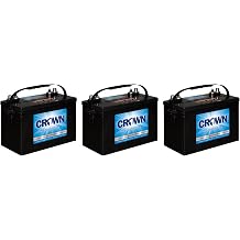 Crown 12CRV100 Deep Cycle AGM Battery 12V 98Ah Group 27 Sealed Maintenance Free Universal Terminals Commercial Grade 3 Pack