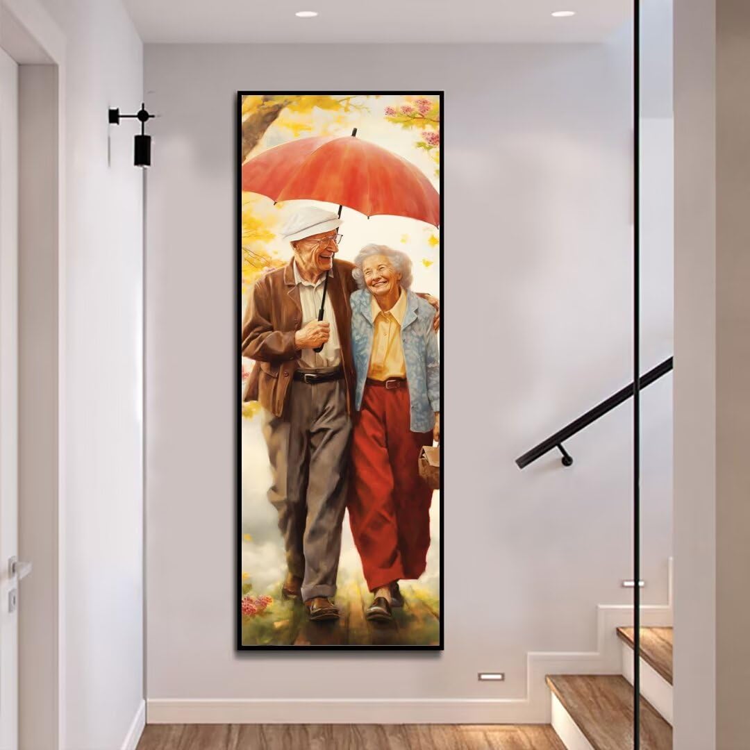Osoby w podeszłym wieku para malowanie diamentami, duży rozmiar 120 x 40 cm, 5D diamentowe malowanie dzieci i dorosłych, DIY diamentowe malowanie kompletny zestaw, mozaika diamentowa do malowania