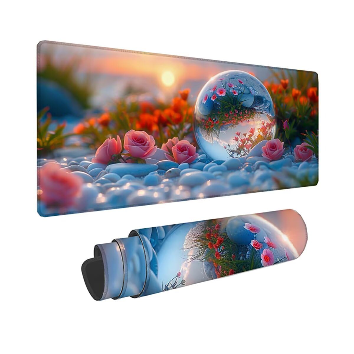 Alfombrilla Ratón Gaming XXL, Gaming Mouse Pad 1200x600x3mm, Protector Escritorio Antideslizante, Alfombrilla de Ratón Flor Planta Mousepad Grande, Tapete Raton para Jugadores de PC Oficina LMDT9099