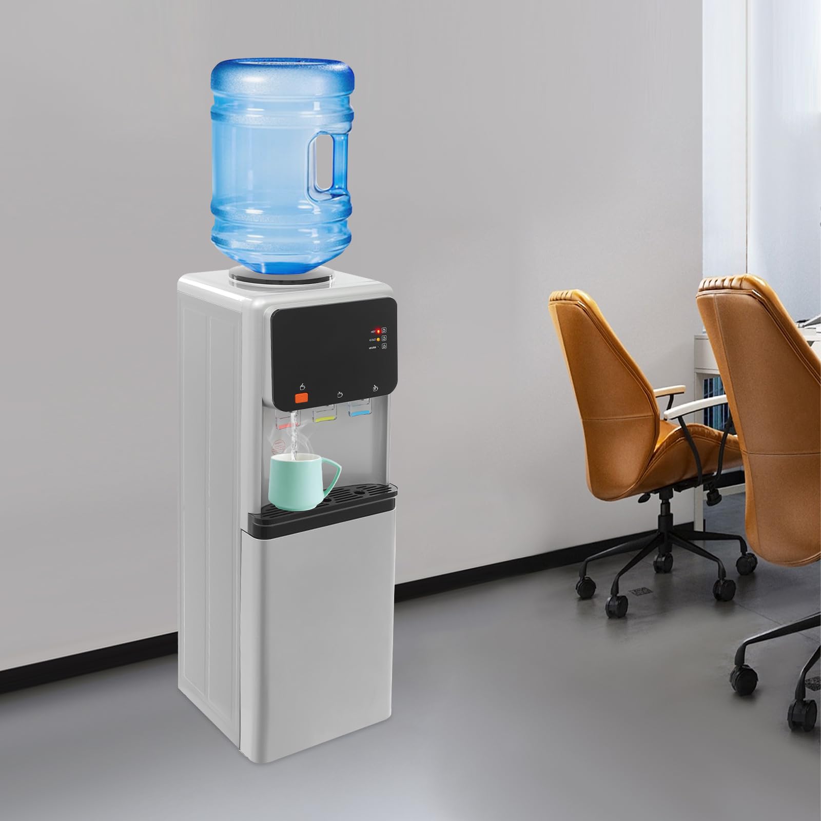 Wasserspender Trinkwasserspender Heißwasser Kaltwasser Spender Freistehend Elektrisch Schnellheizung für Zuhause Büro Schule 5L Heißwasser 2L Kaltwasser 500W Heizleistung